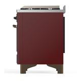 ILVE UM60FNR3BUB Majestic III 60 inch Dual Fuel Range with 9 Burners and Griddle, Dual Function Burner up to 25,000 BTU (Natural Gas, Triple Glass Door, Burgundy, Burnished)