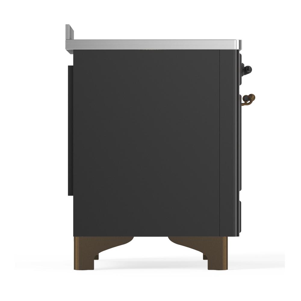 ILVE UMIB48QNR3MGB Majestic III 48 inch Induction Range with 6 Elements, 5.02 cu. ft. Total Oven Capacity (Solid Door, Graphite Matte, Burnished)