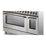 Verona VUFSGE486DSS 48 inch Ultima Collection Dual Fuel Range with 6 Brass Sealed Burners, 5.8 cu. ft. Oven Capacity, Digital Clock in Stainless Steel