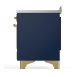 ILVE UMIB48QNR3MBG Majestic III 48 inch Induction Range with 6 Elements, 5.02 cu. ft. Total Oven Capacity (Solid Door, Midnight Blue, Brass)