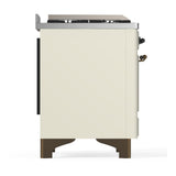 ILVE UM60FSQNR3AWB Majestic III 60 inch Dual Fuel Range with 7 Burners, Griddle and French Top, Dual Function Burner with up to 25,000 BTU (Natural Gas, Solid Door, Antique White, Burnished)