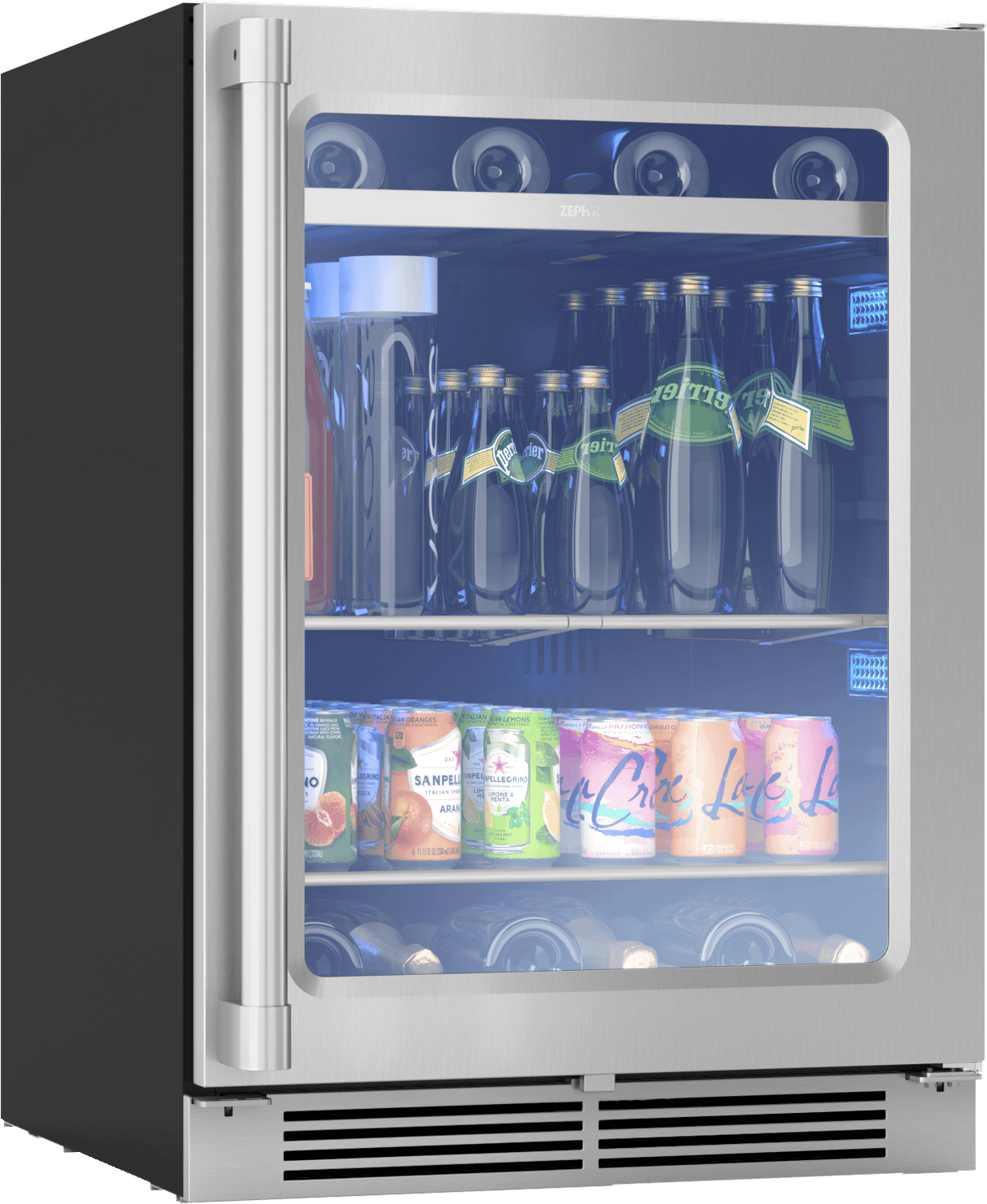 Presrv Pro Beverage Cooler, 24in Under Cabinet, SS+Glass, Reverse Door, 1 Zone