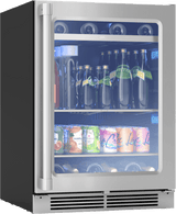 Presrv Pro Beverage Cooler, 24in Under Cabinet, SS+Glass, Reverse Door, 1 Zone