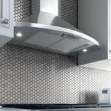 395 CFM 36" Make Up Air Compliant Curving Front Range Hood Stainless