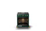 30"W. Dual Fuel Range (Finish: Ivy, Trim: Brushed Brass, Fuel: Natural Gas)