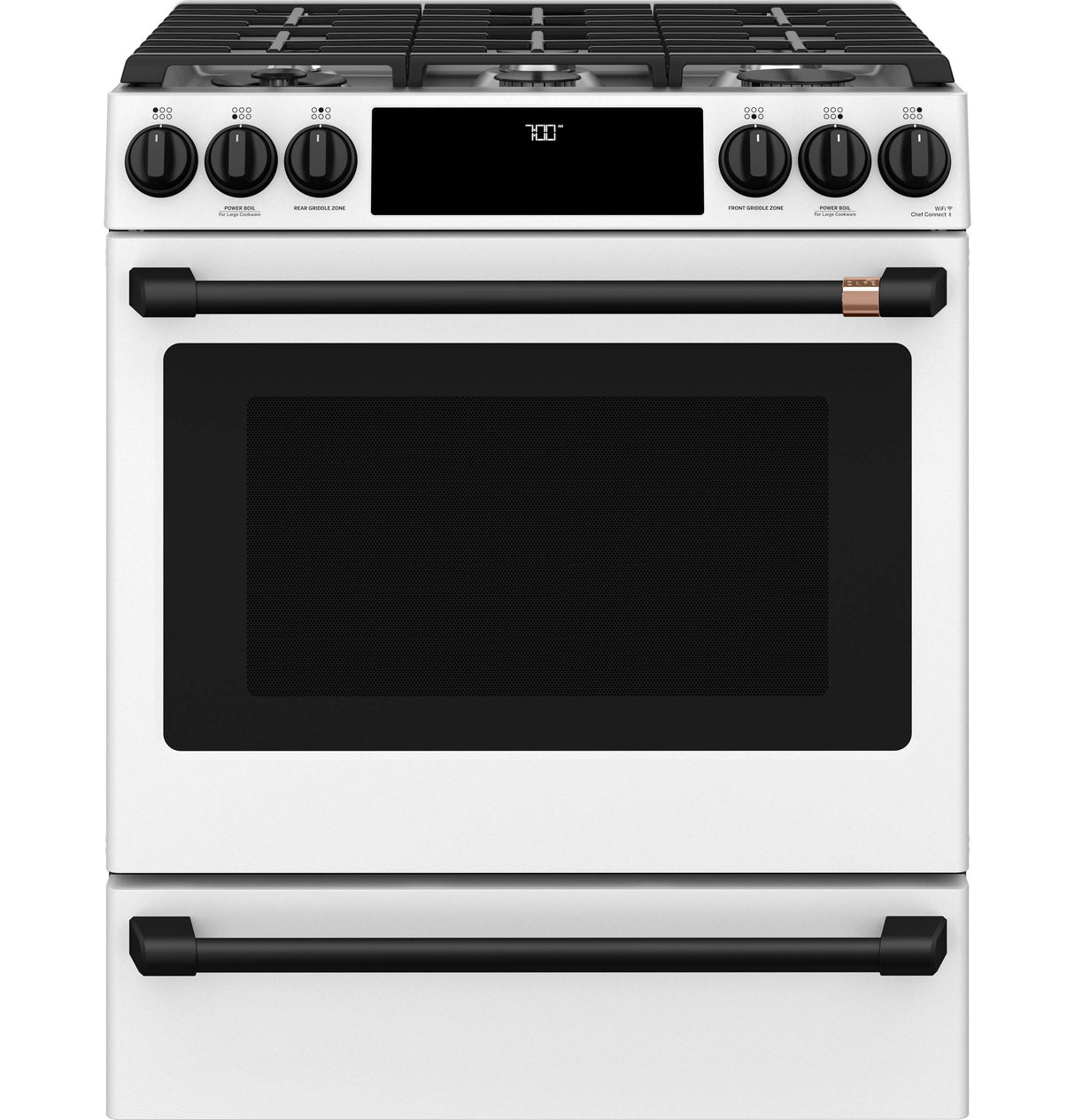 Café™ 30" Smart Slide-In, Front-Control, Gas Range with Convection Oven