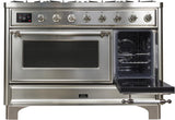 Majestic II 48 Inch Dual Fuel Natural Gas Freestanding Range in Stainless Steel with Chrome Trim