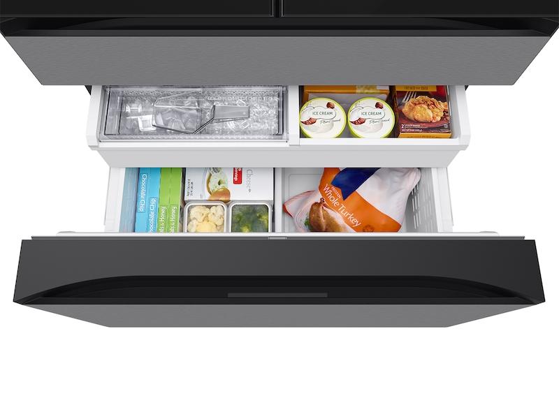 Bespoke 23 cu. ft. Counter Depth 4-Door French Door Refrigerator with AI Home & AI Vision Inside™ in Charcoal Glass and Stainless Steel