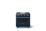 36"W. Sealed Burner Gas Range (Burner: 4g, Finish: Slate Blue, Trim: Polished Chrome, Fuel: Natural Gas)