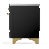 ILVE UMDIB40QNR3BKG Majestic III 40 inch Induction Range with 6 Elements, 3.82 cu. ft. Total Oven Capacity (Solid Door, Glossy Black, Brass)