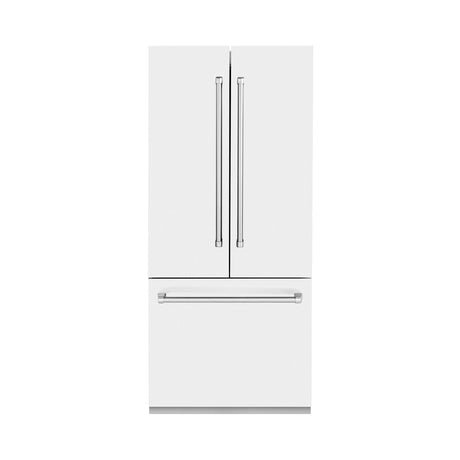 ZLINE 36" 19.6 cu. ft. Built-In 3-Door French Door Refrigerator with Internal Water and Ice Dispenser in White Matte (RBIV-WM-36)
