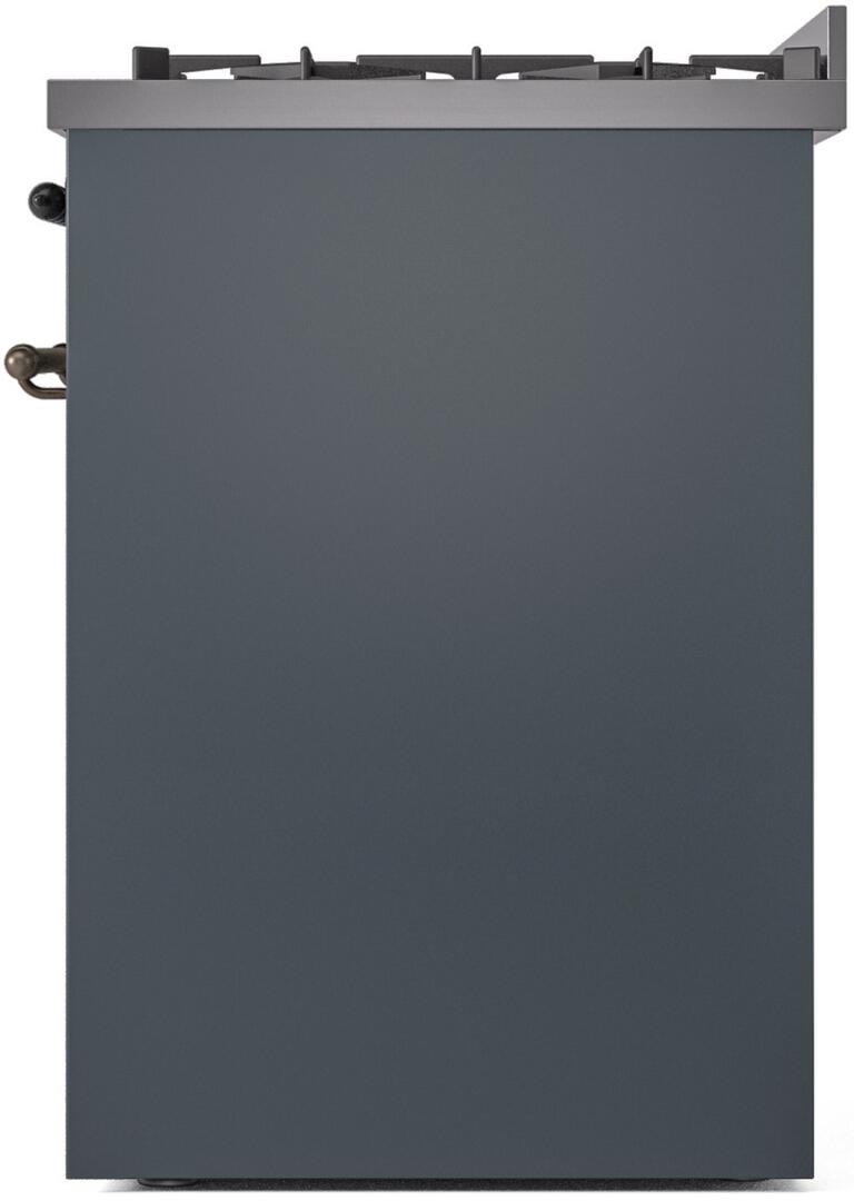 Nostalgie II 30 Inch Dual Fuel Natural Gas Freestanding Range in Blue Grey with Bronze Trim