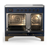 ILVE UMDIB40QNR3MBB Majestic III 40 inch Induction Range with 6 Elements, 3.82 cu. ft. Total Oven Capacity (Solid Door, Midnight Blue, Burnished)