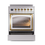 ILVE UNI304NMPSSG Nostalgie II Noblesse 30 inch Induction Range (Triple Glass Door, Stainless Steel, Brass)