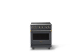30"W. Electric Range (Finish: Cast Black, Trim: Brushed Brass)