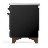 ILVE UMDIB40QNR3BKB Majestic III 40 inch Induction Range with 6 Elements, 3.82 cu. ft. Total Oven Capacity (Solid Door, Glossy Black, Burnished)
