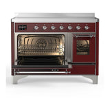 ILVE UMIB48NR3BUC Majestic III 48 inch Induction Range with 6 Elements, 5.02 cu. ft. Total Oven Capacity (Triple Glass Door, Burgundy, Chrome)
