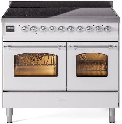 Nostalgie II 40 Inch Electric Freestanding Range in White with Chrome Trim
