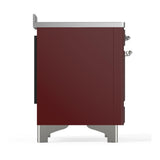 ILVE UMIB48NR3BUC Majestic III 48 inch Induction Range with 6 Elements, 5.02 cu. ft. Total Oven Capacity (Triple Glass Door, Burgundy, Chrome)