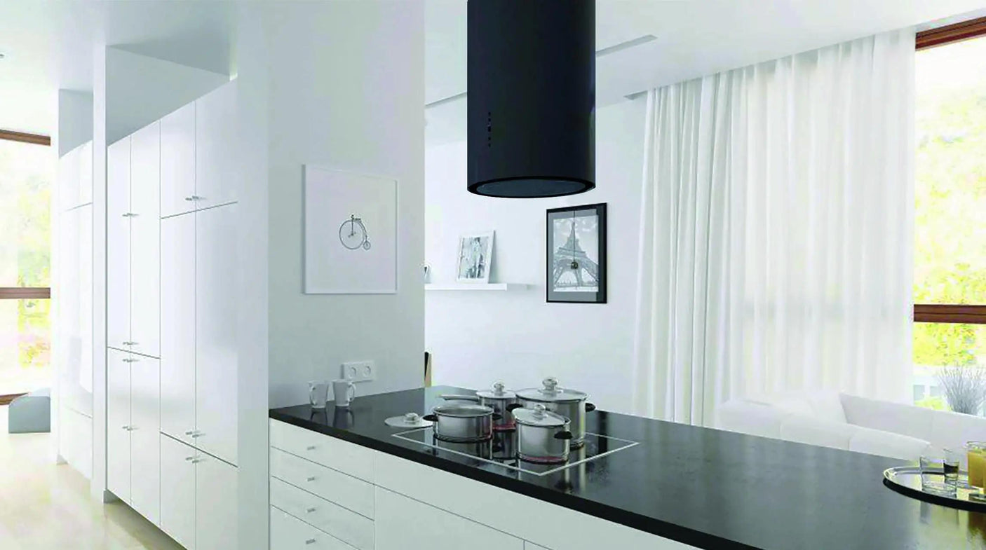 600/395 CFM Designer Cylinder Island Black
