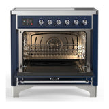 ILVE UMIB36NR3MBC Majestic III 36 inch Induction Range with 6 Elements, 3.5 cu. ft. Total Oven Capacity (Triple Glass Door, Midnight Blue, Chrome)
