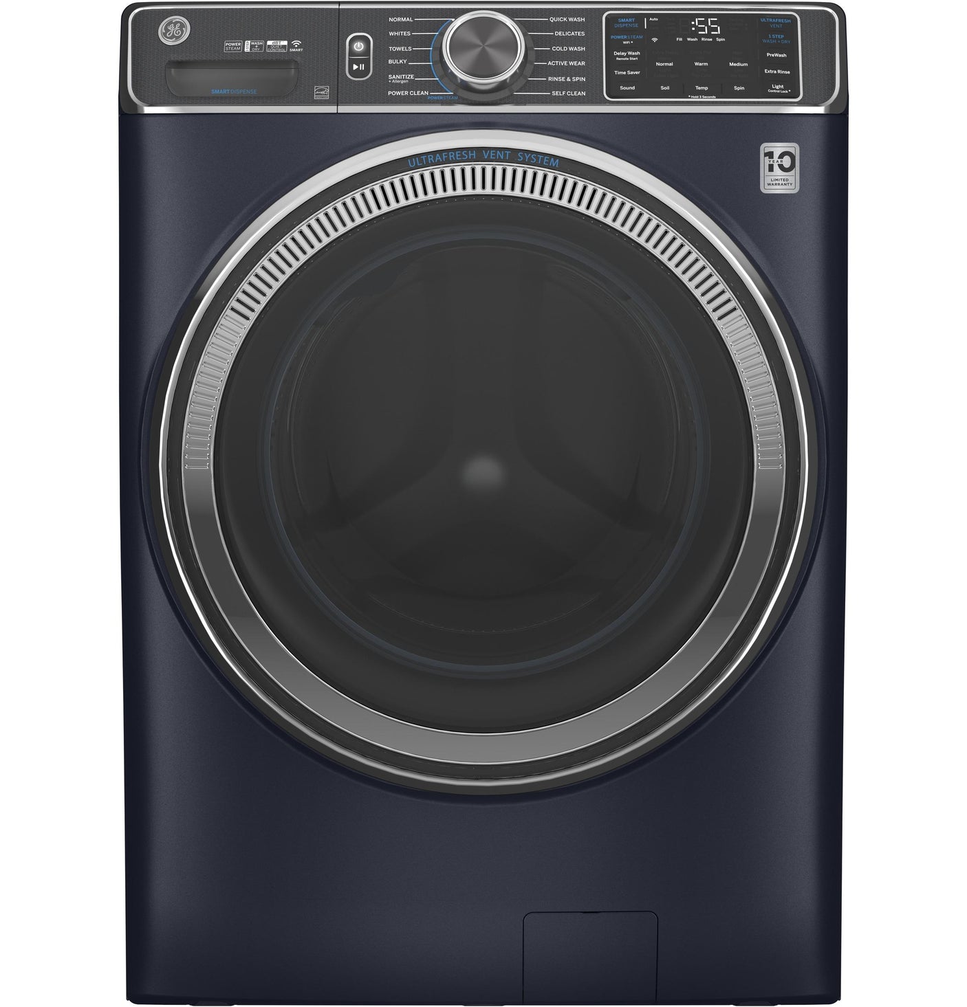 GE® 5.0 cu. ft. Capacity Smart Front Load ENERGY STAR® Steam Washer with SmartDispense™ UltraFresh Vent System with OdorBlock™ and Steam