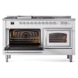ILVE UN60FSNMPRACLP Nostalgie II Noblesse 60 inch Dual Fuel Range (7 Sealed Burners + Griddle + French Top, Liquid Propane, Triple Glass Door, RAL, Chrome)