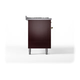 ILVE UN60FQNMPBUG Nostalgie II Noblesse 60 inch Dual Fuel Range (9 Sealed Burners + Griddle, Natural Gas, Solid Door, Burgundy, Brass)