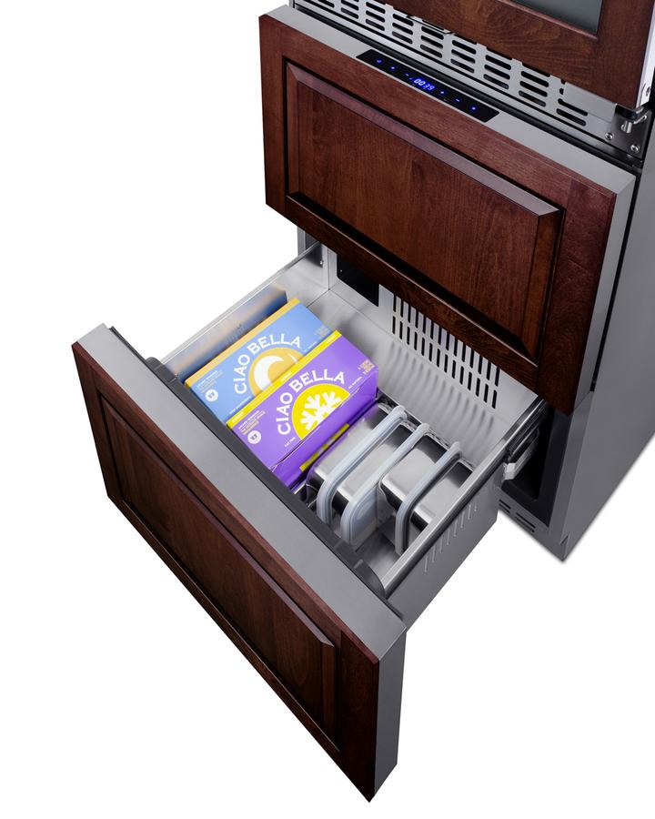 24" Wide Combination Dual-zone Wine Cellar and 2-drawer Refrigerator-freezer (panels Not Included)