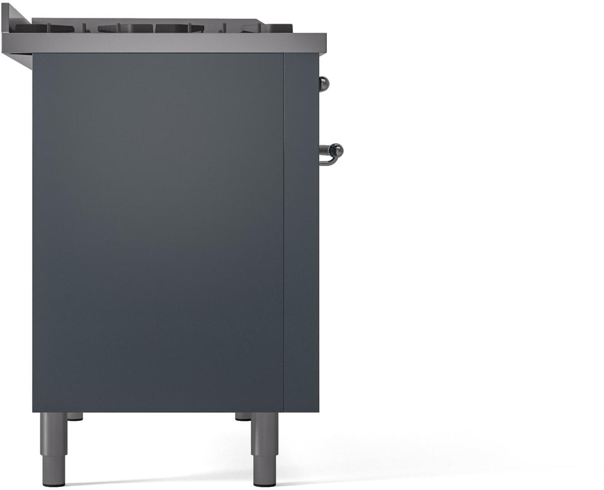 Nostalgie II 48 Inch Dual Fuel Liquid Propane Freestanding Range in Blue Grey with Chrome Trim
