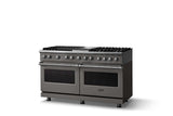 60"W.Dual Fuel Range (Finish: Damascus Gray, Trim: Polished Chrome, Fuel: Natural Gas)