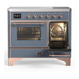 ILVE UMDIB40NR3BGP Majestic III 40 inch Induction Range with 6 Elements, 3.82 cu. ft. Total Oven Capacity (Triple Glass Door, Blue Grey, Copper)