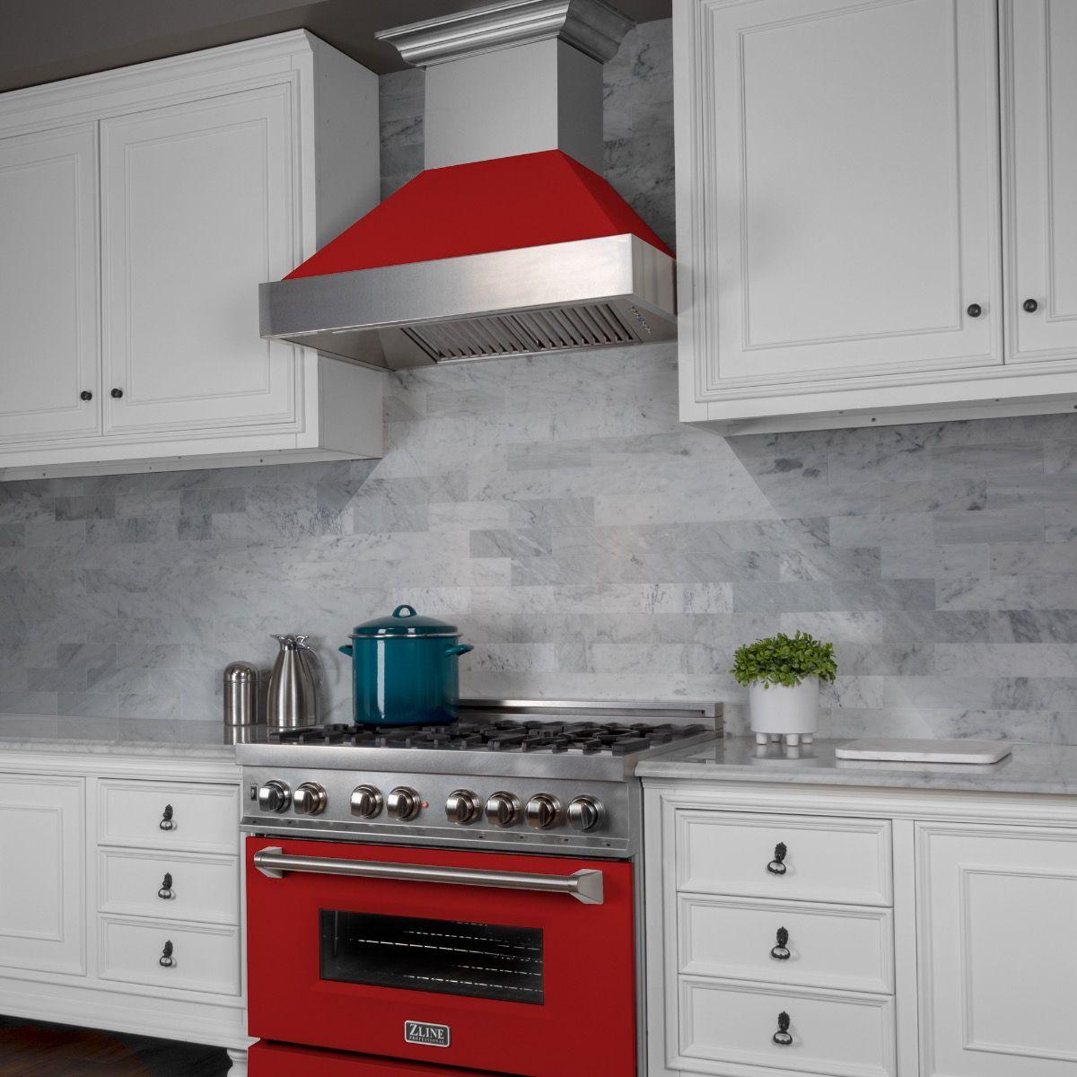42" Colored Range Hood Shell in Red Matte (8654-SH-RM-42)-Shell Only