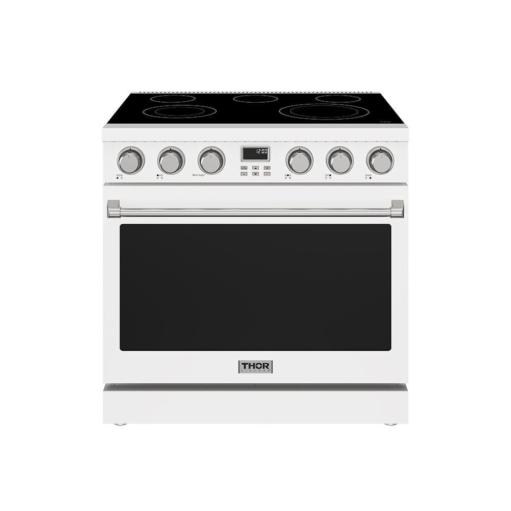 36 Inch Electric Range In White - Contemporary Professional