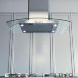 600 CFM 42" Arching Glass And Stainless Italian Made Island Hood