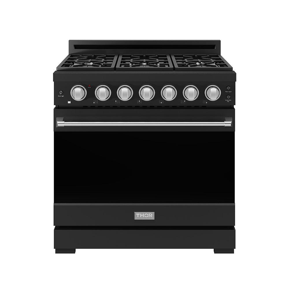 36 Inch Professional Liquid Propane Range With Precision Knob In Black and Stainless Steel  Gordon Ramsay Series
