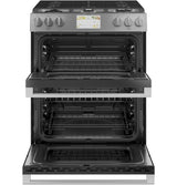 CAF(EBACK)™ 30" Smart Slide-In, Front-Control, Dual-Fuel, Double-Oven Range with Convection in Platinum Glass
