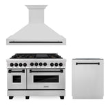 ZLINE 48" Autograph Edition Kitchen Package with Stainless Steel Gas Range, Range Hood and Dishwasher with Matte Black Accents (3AKPR-RGRH48-MB)