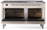 Nostalgie II 60 Inch Dual Fuel Liquid Propane Freestanding Range in Antique White with Chrome Trim