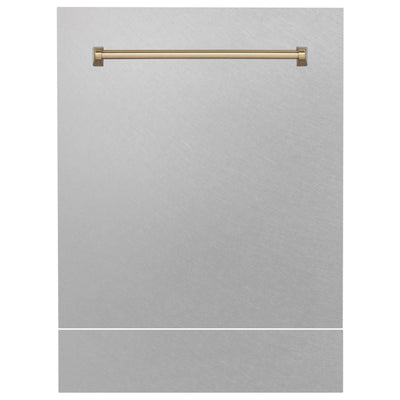 ZLINE 24 in. Autograph Edition Tallac Dishwasher Panel with Champagne Bronze Handle and Color Options (DPVZ-24-CB) [Color: DuraSnow Stainless Steel with Champagne Bronze Handle]
