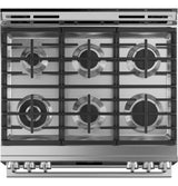 Café™ 30" Smart Slide-In, Front-Control, Gas Double-Oven Range with Convection in Platinum Glass
