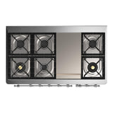 ILVE UM48FNR3SSC Majestic III 48 inch Dual Fuel Range with 8 Burners and Griddle, Dual Function Burner up to 25,000 BTU (Natural Gas, Triple Glass Door, Stainless Steel, Chrome)