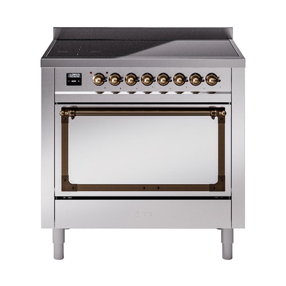 ILVE UNI366QNMPSSB Nostalgie II Noblesse 36 inch Induction Range (Solid Door, Stainless Steel, Burnished)