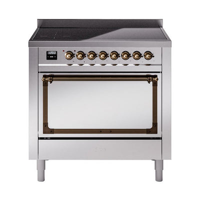 ILVE UNI366QNMPSSB Nostalgie II Noblesse 36 inch Induction Range (Solid Door, Stainless Steel, Burnished)