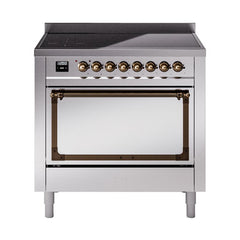 ILVE UNI366QNMPSSB Nostalgie II Noblesse 36 inch Induction Range (Solid Door, Stainless Steel, Burnished)