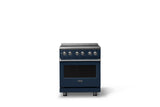 30"W. Electric Range (Finish: Slate Blue, Trim: Polished Chrome)