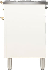 Nostalgie 40 Inch Dual Fuel Natural Gas Freestanding Range in Antique White with Brass Trim