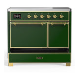 ILVE UMDIB40QNR3EGG Majestic III 40 inch Induction Range with 6 Elements, 3.82 cu. ft. Total Oven Capacity (Solid Door, Emerald Green, Brass)