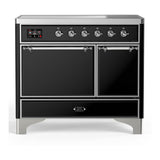 ILVE UMDIB40QNR3BKC Majestic III 40 inch Induction Range with 6 Elements, 3.82 cu. ft. Total Oven Capacity (Solid Door, Glossy Black, Chrome)