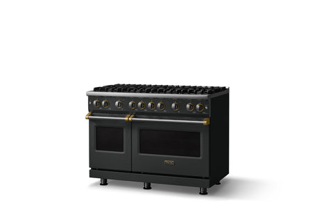 48"W. Sealed Burner Gas Range (Burner: 8b, Finish: Antique Bronze, Trim: Brushed Brass, Fuel: Natural Gas)